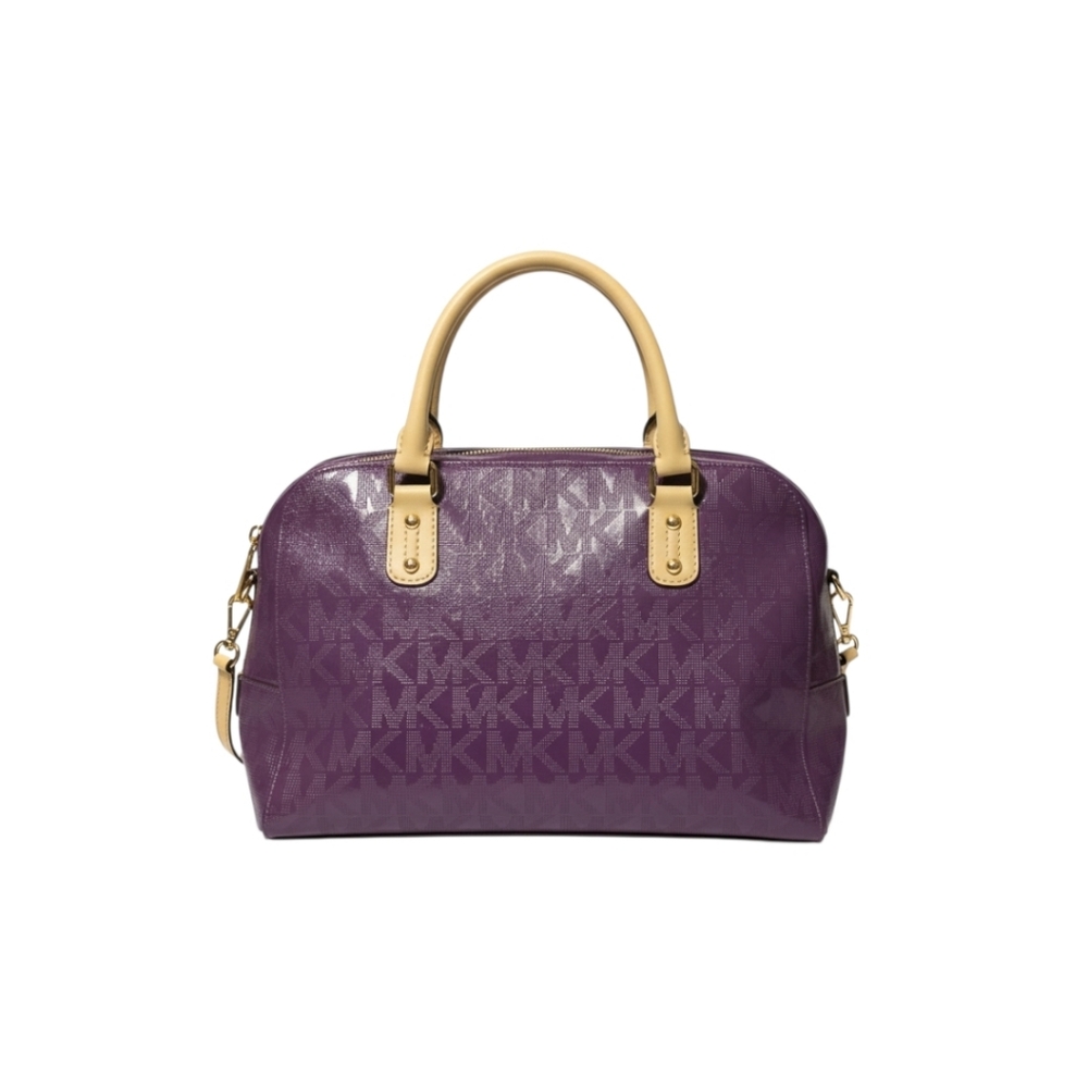 Michael Kors MK Hamilton Patent Leather Purple Dome Satchel Purse